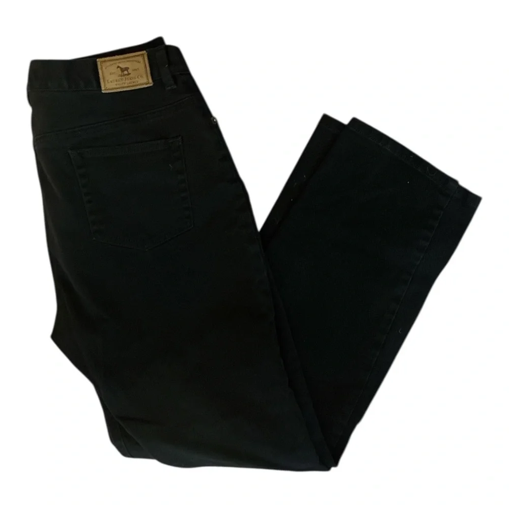 Ralph Lauren Black Straight Leg Jeans Size 16 Classic Fit Cotton